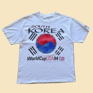 Vintage World Cup USA 94 South Korea Soccer T-Shirt White Large 90s Graphic Tee